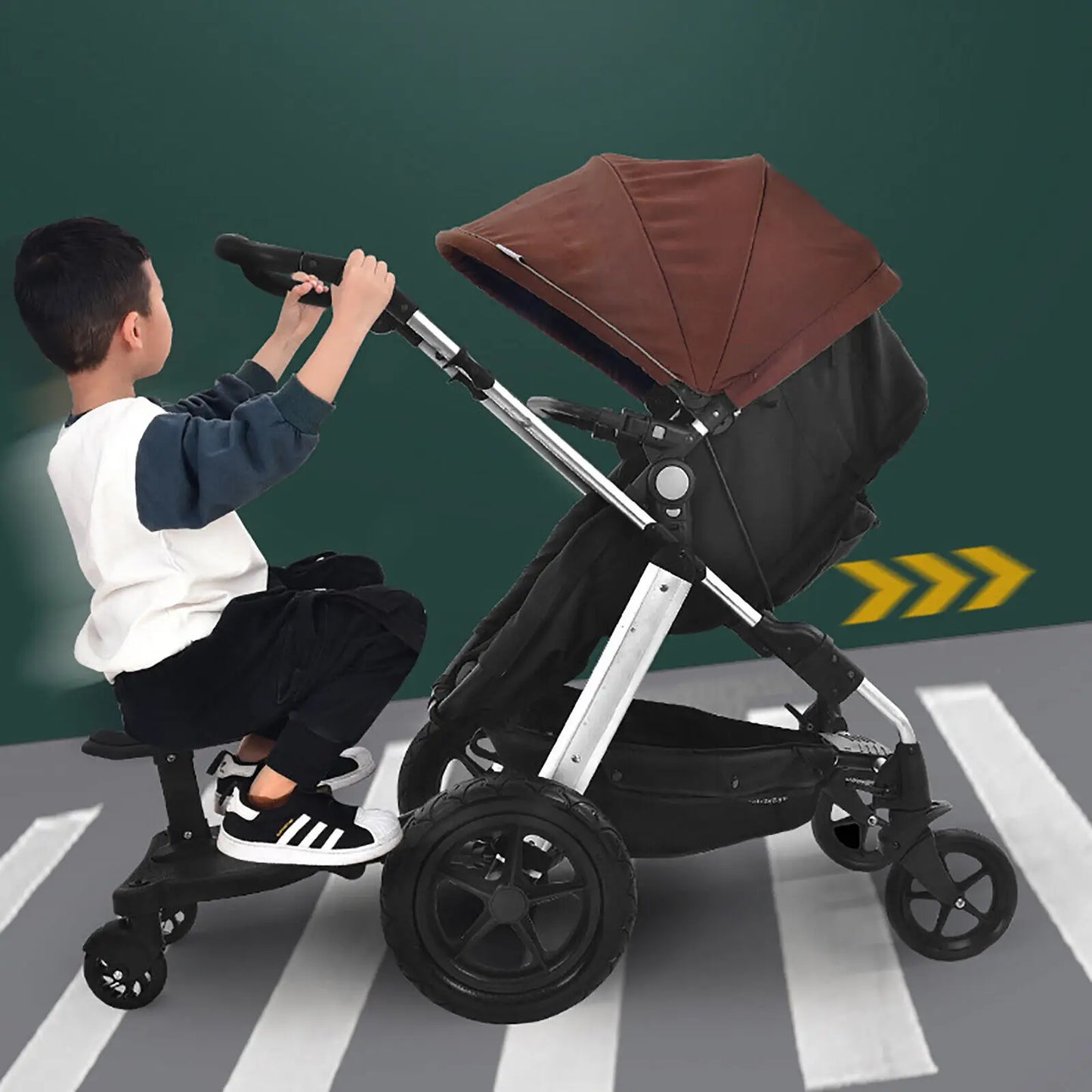 Sit and Stand Stroller, 2-in-1 Universal Stroller Board with Comfortable Cushion Flexible Adjustment Holds Children