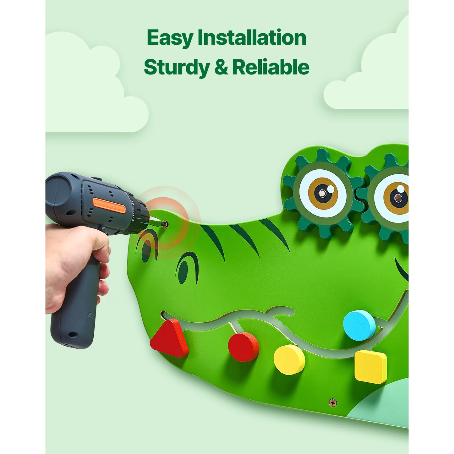 9-Activities Crocodile Kids Busy Hanging Board Toy Montessori Early Learning Puzzle Decor Panels Toys for Children Gift