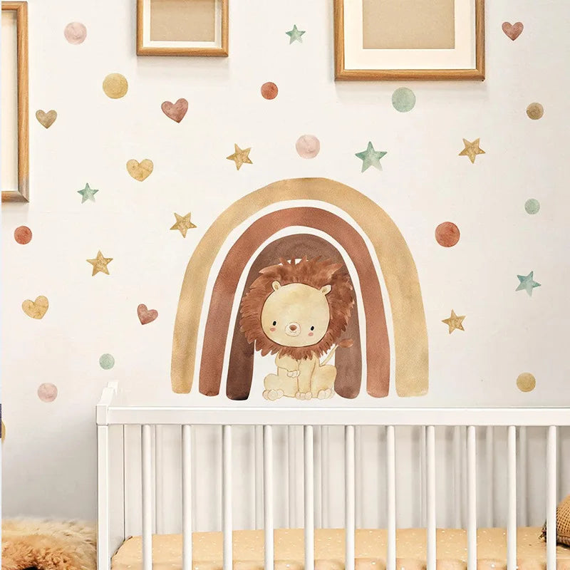 Cartoon Forest Animals Wall Stickers for Kids Rooms Boys Girls Baby Room Decoration Child Wallpaper Home Decor Giraffe