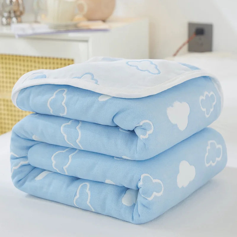 Breathable 6-layer Muslin Blanket for Children Adult 100% Cotton Sofa Bed Throw Blankets Soft Skin-Friendly Towel Blanket Summer