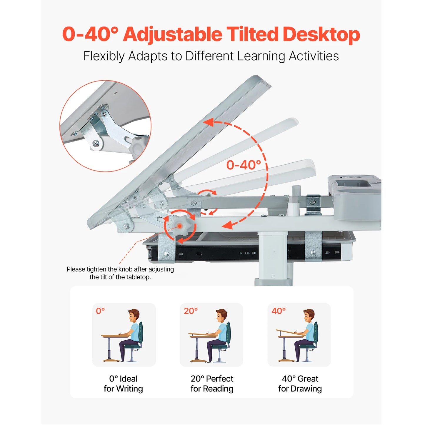 Kids Study Chair and Desk Set Study Desk and Chair for Kids with Table Lamp Adjustable Height  for Bedroom & Study Room