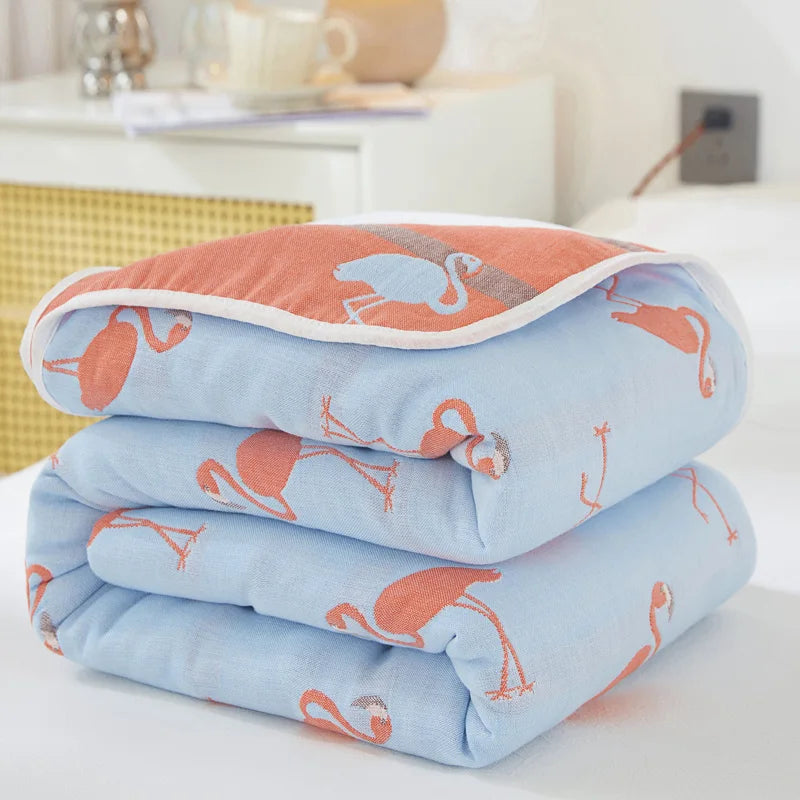 Breathable 6-layer Muslin Blanket for Children Adult 100% Cotton Sofa Bed Throw Blankets Soft Skin-Friendly Towel Blanket Summer