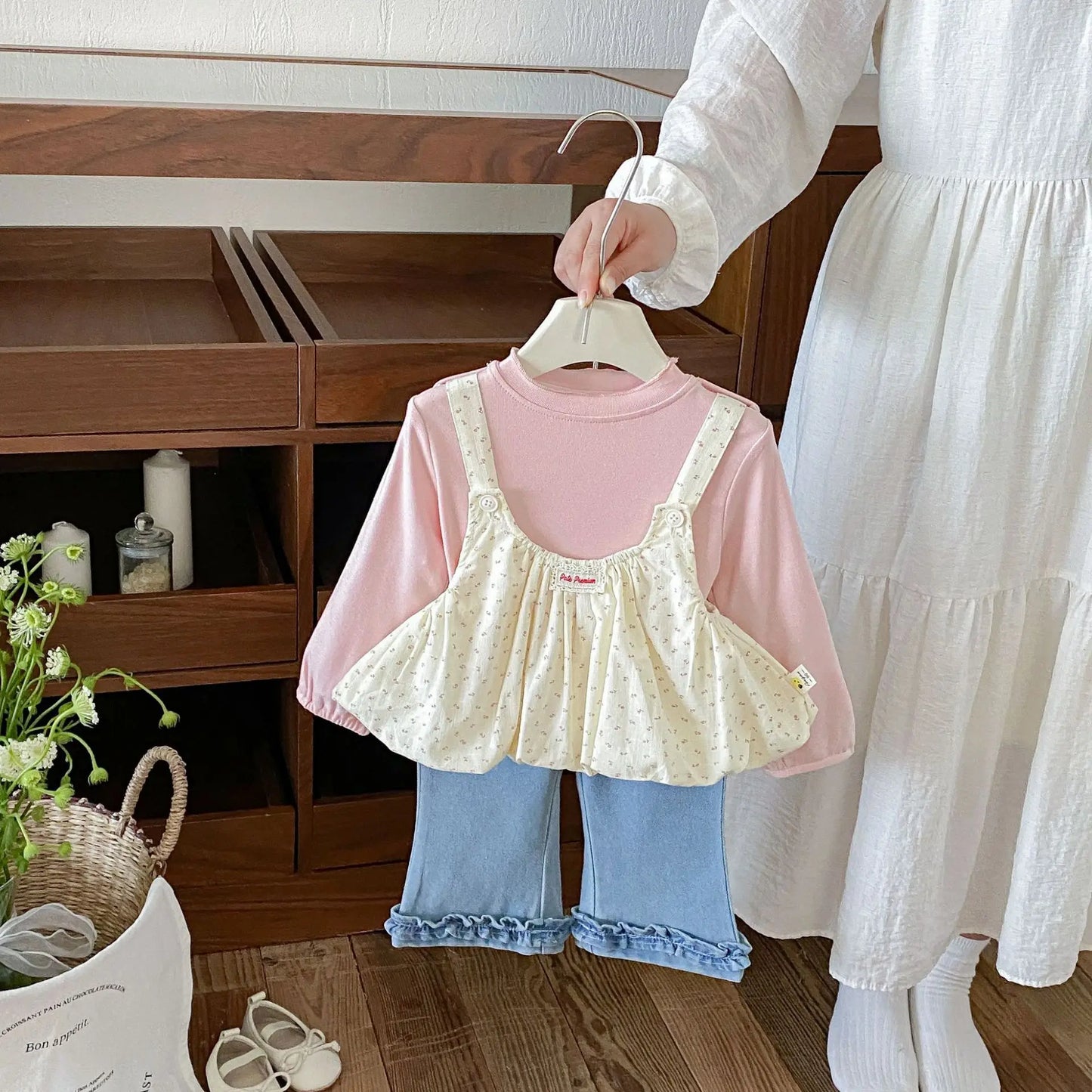 2026 New Autumn Baby Girl Sweet T-Shirt & Camisole 2Pcs Set | Toddler Grade A Cotton Sleeveless Layering Top Outfit