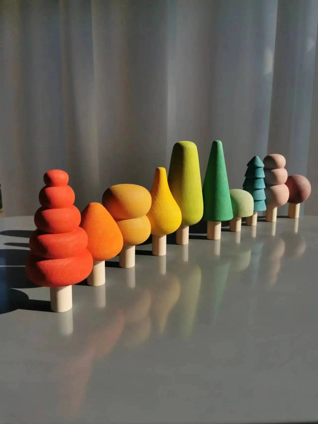 Kids Wooden Toys Pastel Building Blocks Stacking Crochet House  Animals Rainbow Forest Trees