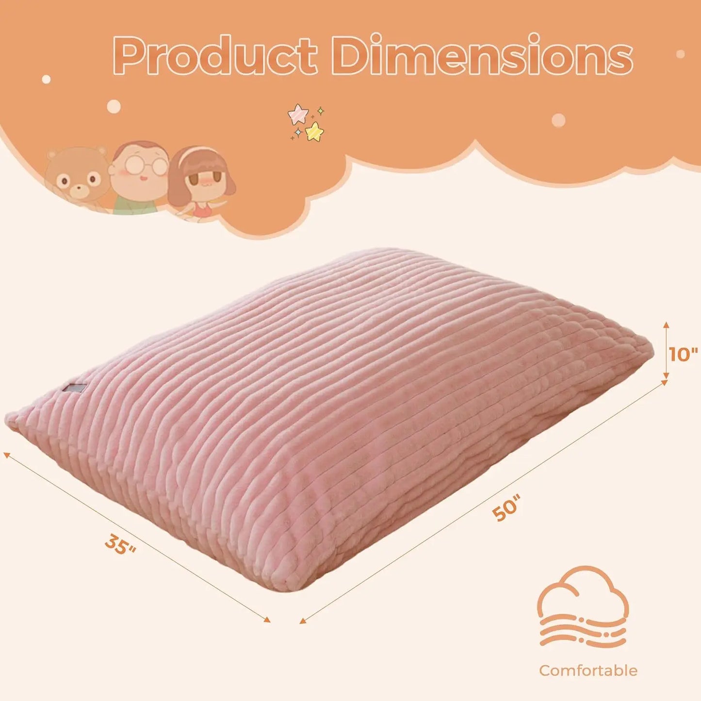 AXYOYO 3 in 1 Kids Bean Bag Chair, Comfy Floor Sofa with Removed Cover | Soft Floor Couch with High-Density Foam Filling Conver