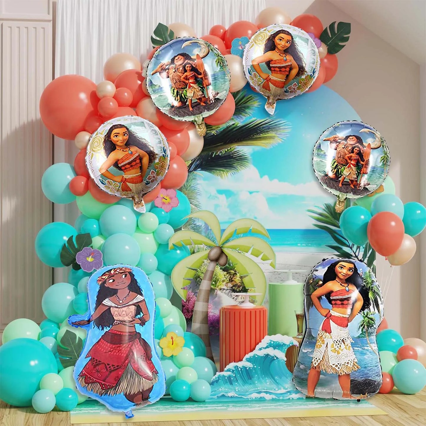 6Pcs Moana Balloons, Moana Party Decoration Foil Balloon for Party Supplies Birthday