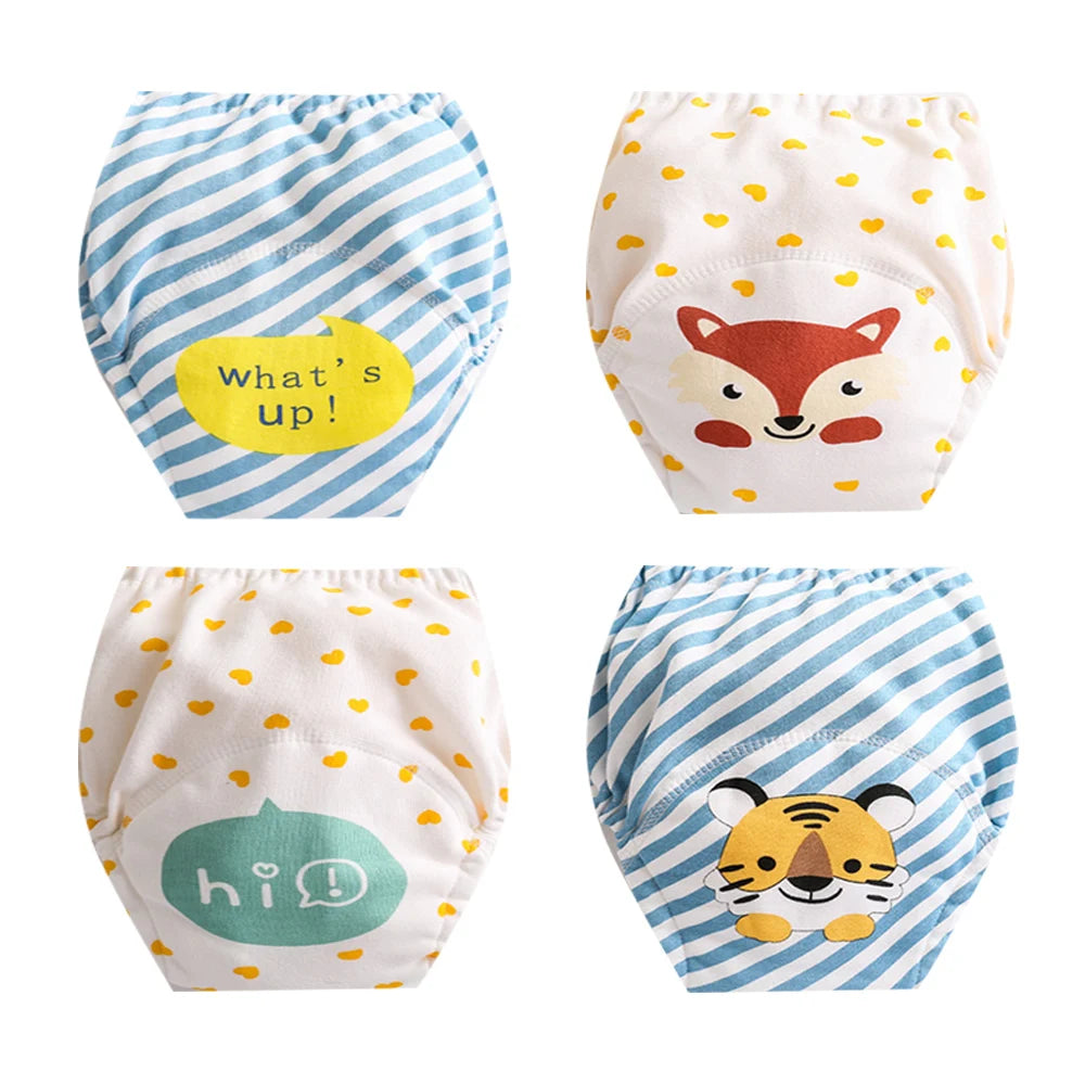 4PCS Baby Kids Cotton Potty Training Pants Waterproof Infant Shorts Underwear Reusable Cloth Diaper Nappies Children Panties