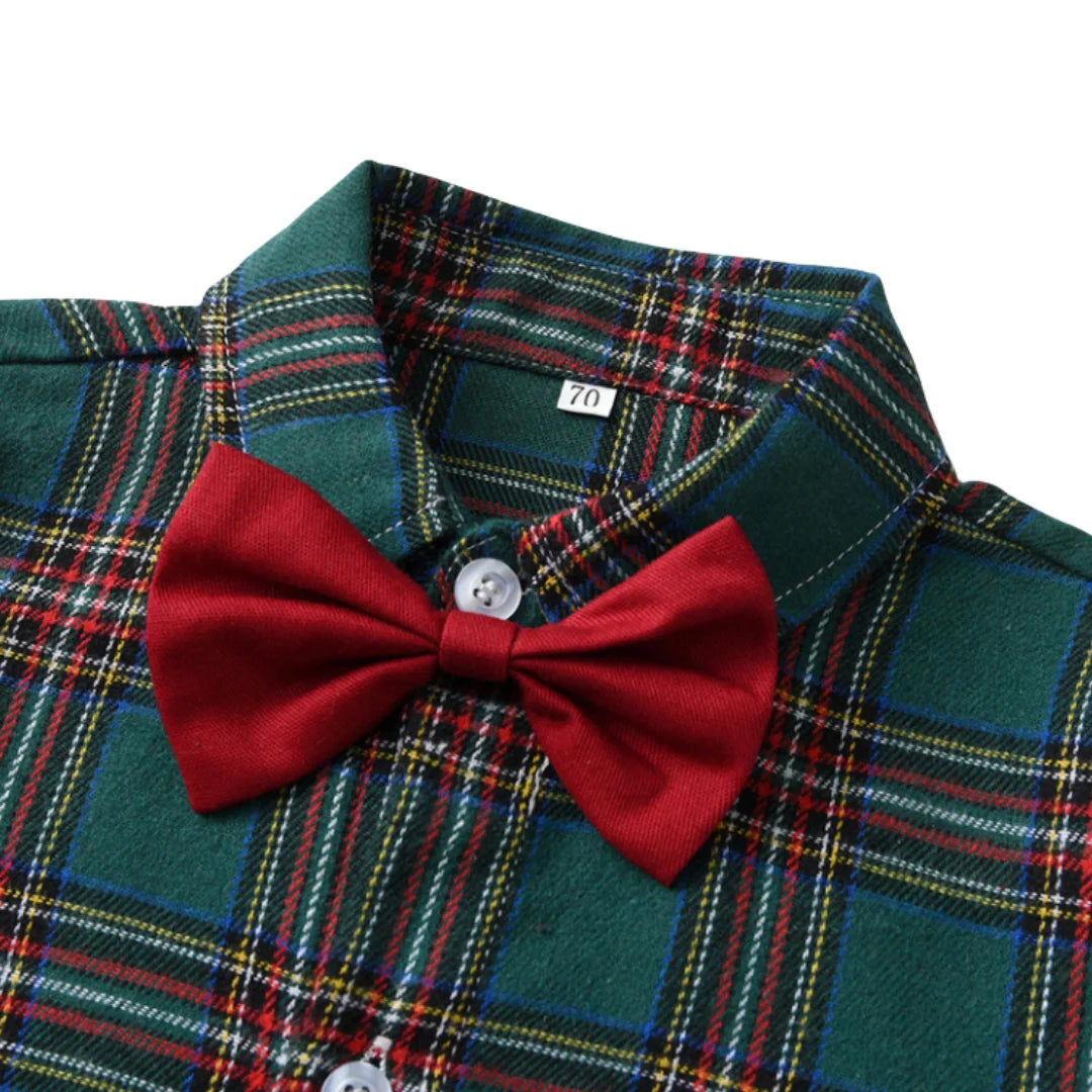 Toddler Boy Christmas Gentleman Outfit Toddler Kid Party Costume Suspender 4PCS Autumn Winter Clothes Baby Cotton Boutique Set