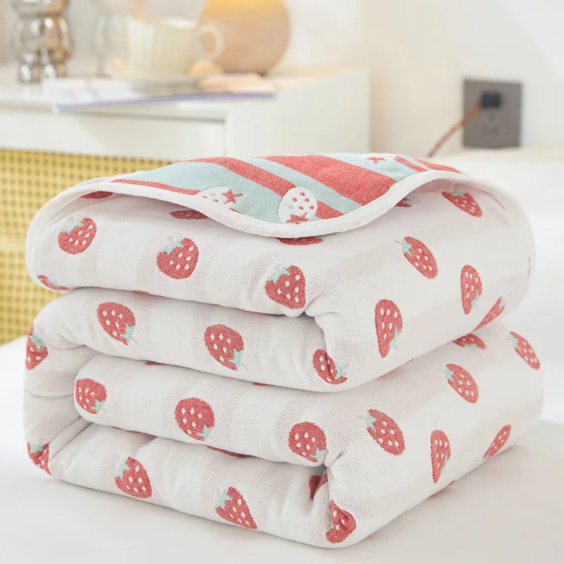 Breathable 6-layer Muslin Blanket for Children Adult 100% Cotton Sofa Bed Throw Blankets Soft Skin-Friendly Towel Blanket Summer