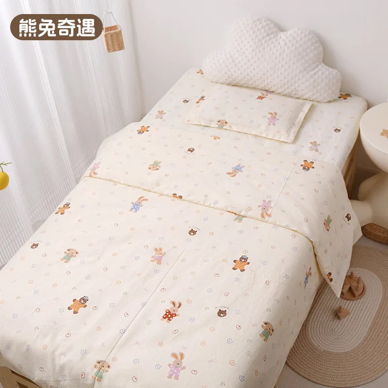 3Pcs Set Baby Beddings Set Organic Cotton Duvet Cover Case Bed Sheet Pillow Case With Cartoon Printting Children Cot Bed Linen