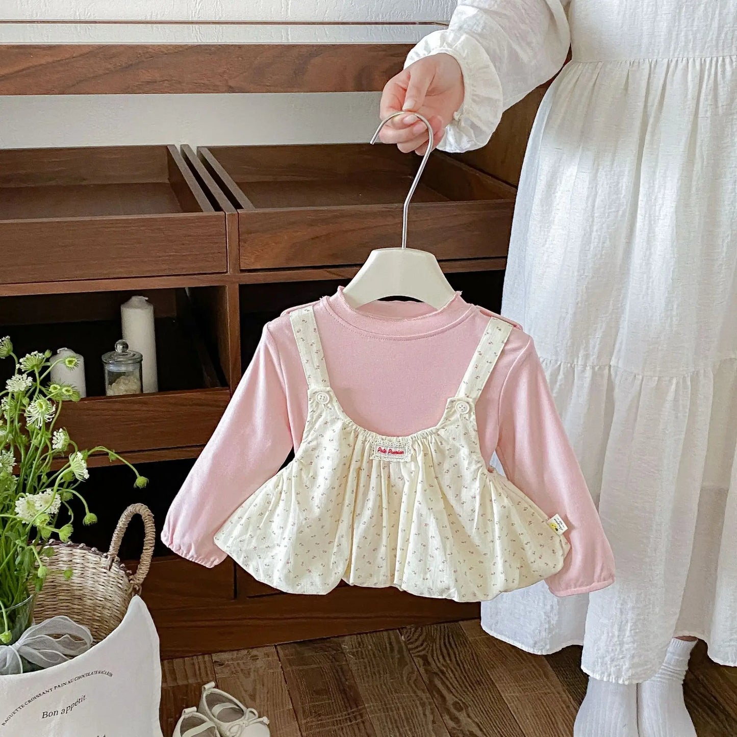 2026 New Autumn Baby Girl Sweet T-Shirt & Camisole 2Pcs Set | Toddler Grade A Cotton Sleeveless Layering Top Outfit