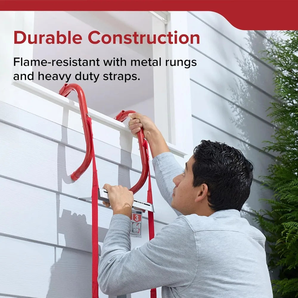 Fire Escape Ladder 13 Feet Extendable with 2 Ropes Non-Slip Steps for Home Safety