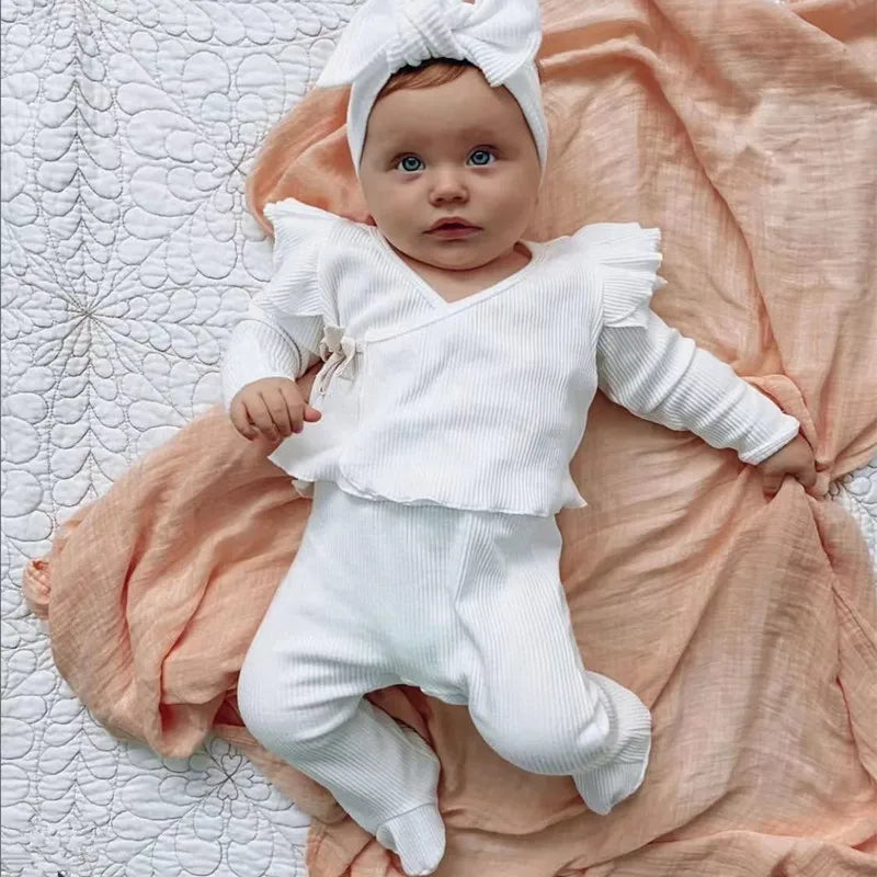 Newborn Girl Clothing Sets For Kids Spring Knitted Cute Top Pants Children Clothes Winter Suit Baby Girls Outfits White Costume