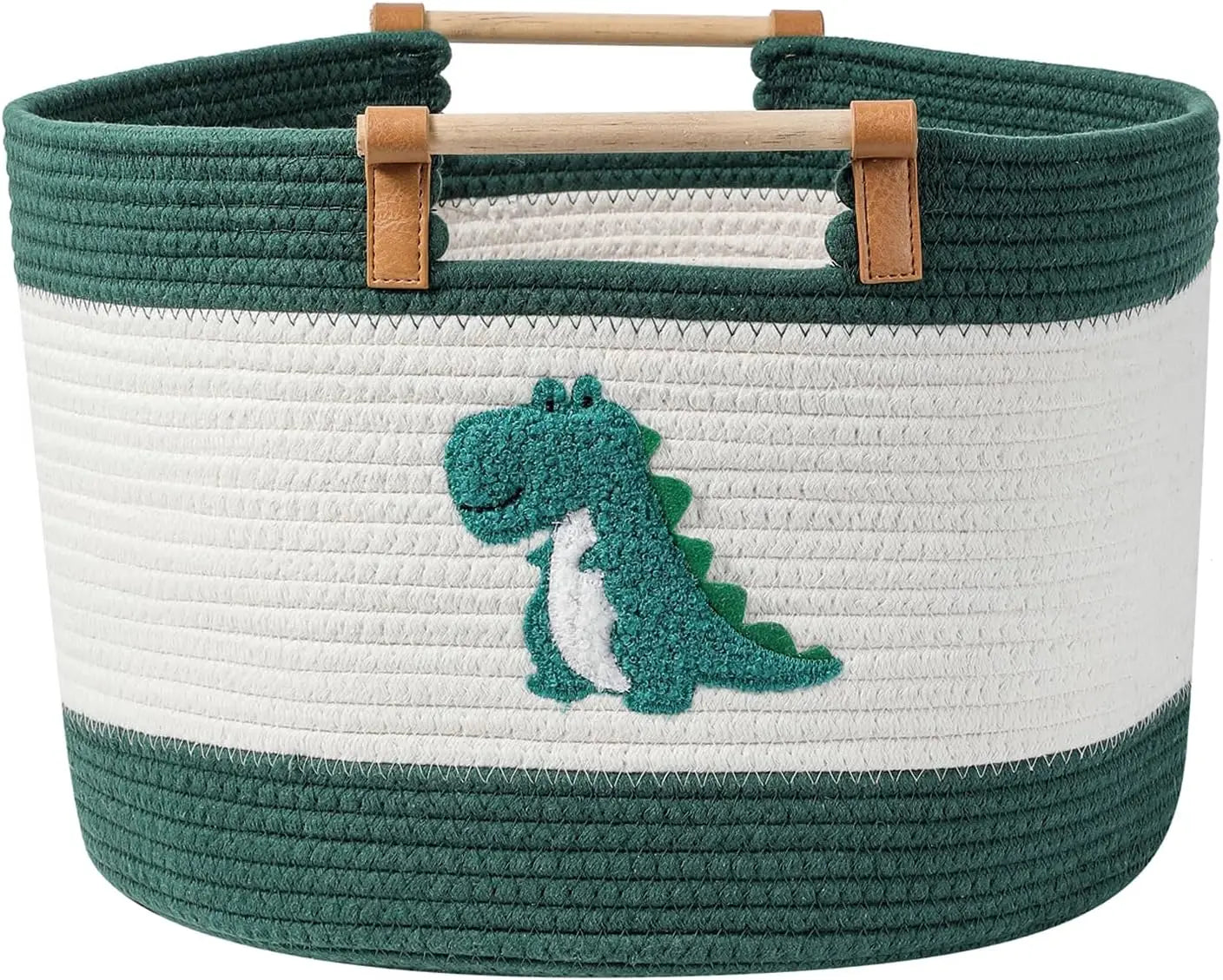Large Blanket Basket 35L Cotton Rope Basket with Wooden Handles Woven Baskets for Kids Stuffed Animal Toys Storage for N