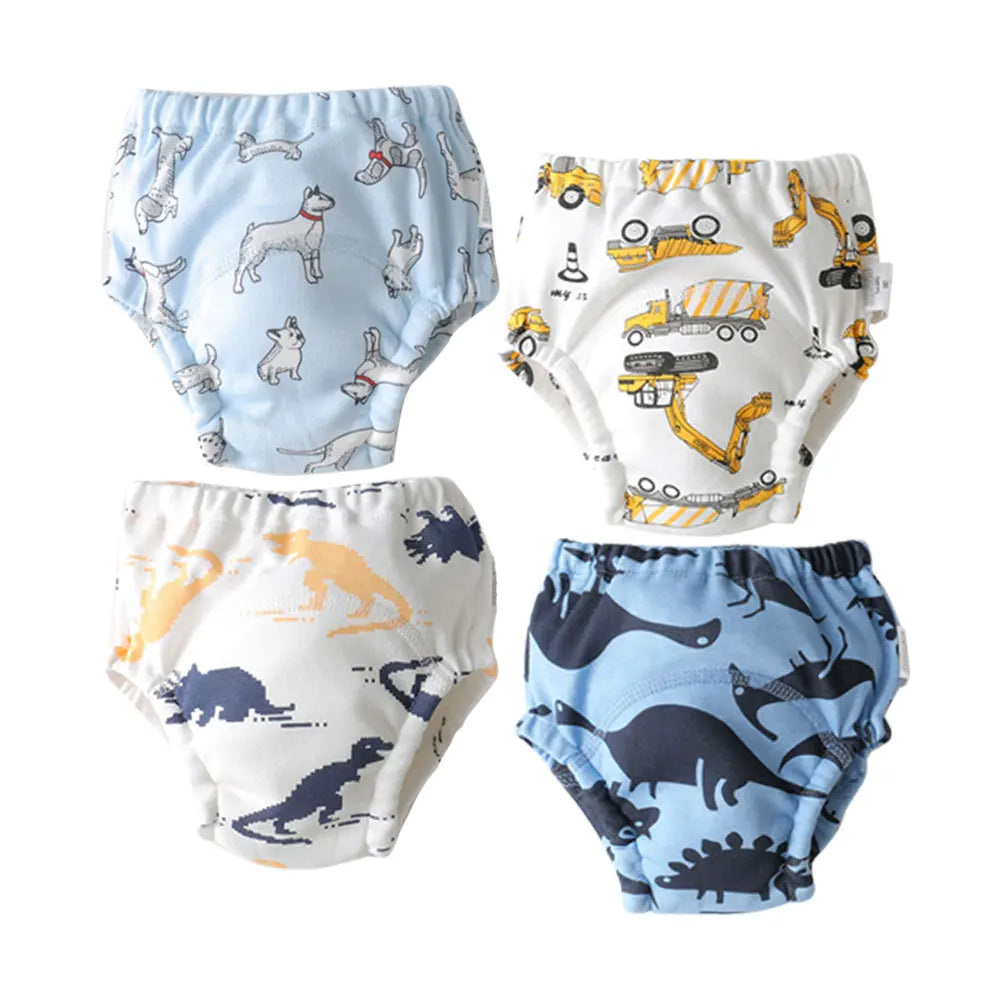 4PCS Baby Kids Cotton Potty Training Pants Waterproof Infant Shorts Underwear Reusable Cloth Diaper Nappies Children Panties