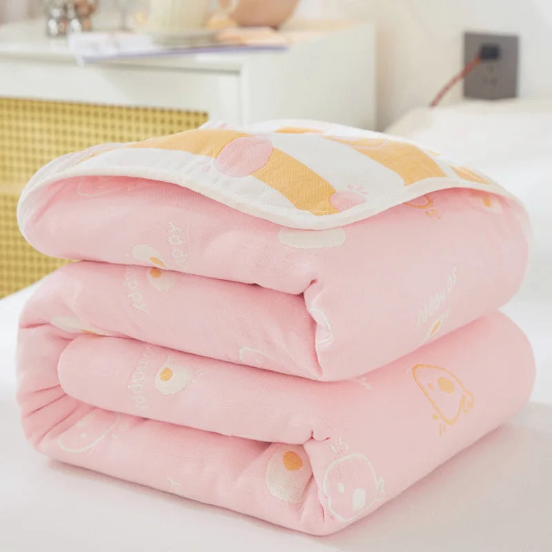 Breathable 6-layer Muslin Blanket for Children Adult 100% Cotton Sofa Bed Throw Blankets Soft Skin-Friendly Towel Blanket Summer