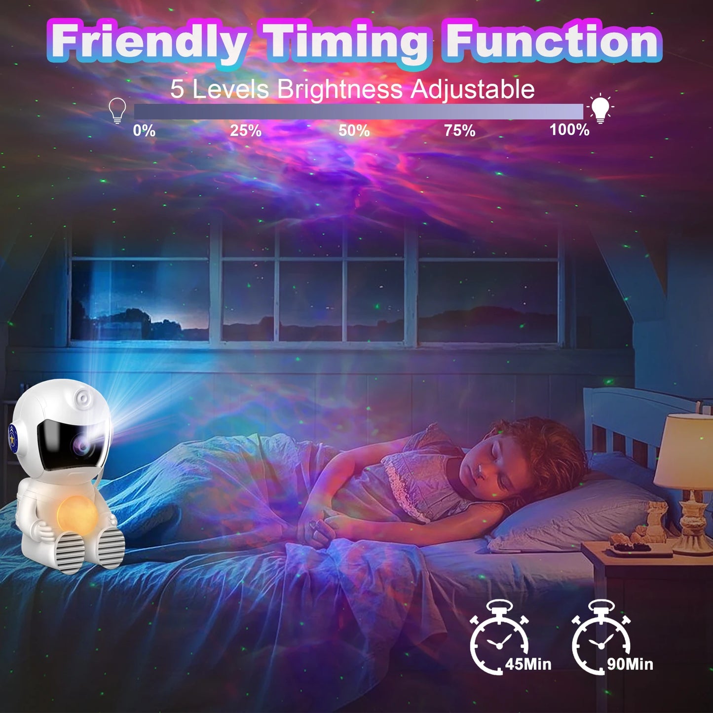 Astronaut Galaxy Projector Night Light Sleep Moon Lamp for Bedroom with Timer