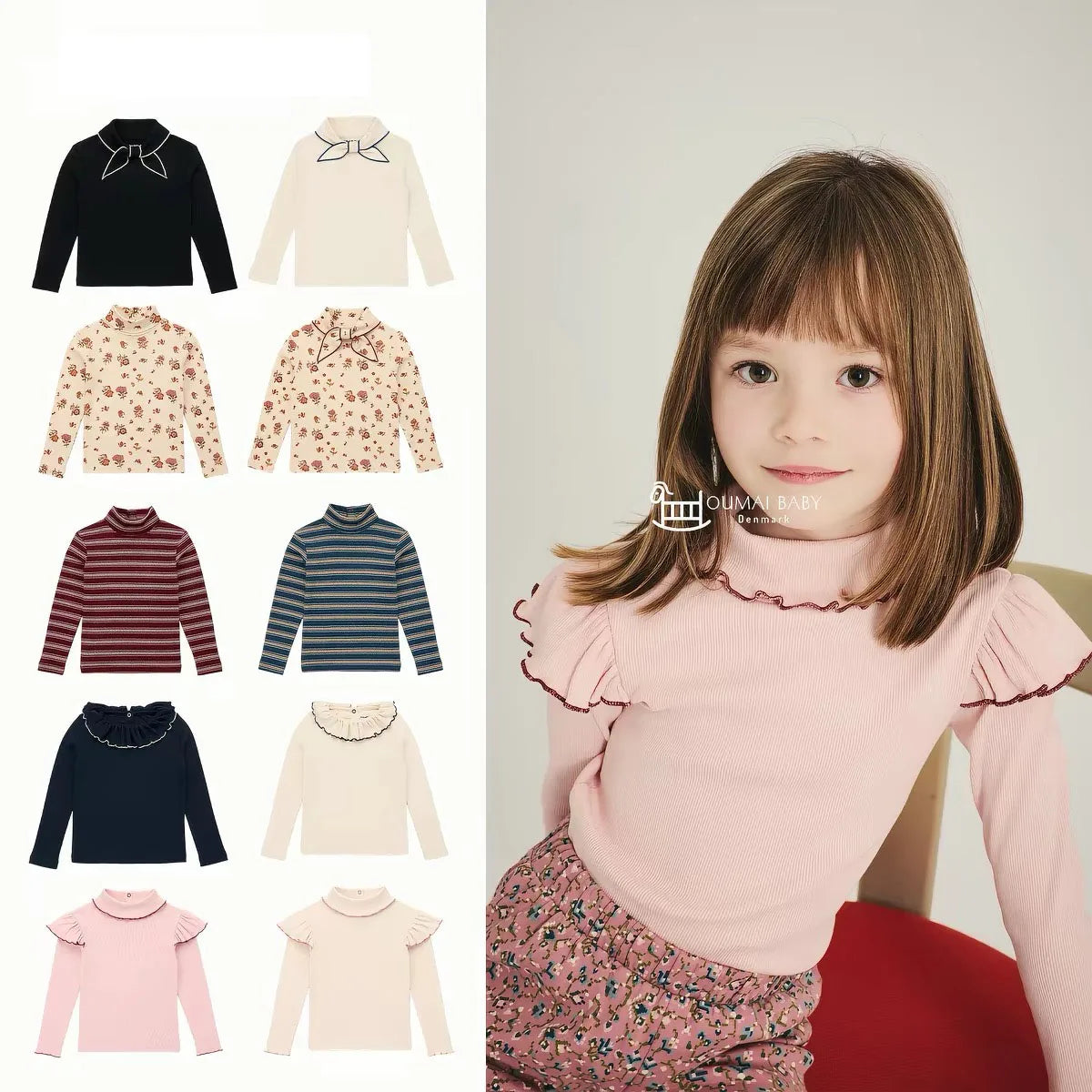 2026 MP Autumn Fall Kids Long Sleeve Tee For Girls Blouse Vintage Style Children T Shirts and Pant Set Boy T-shirt Outwear