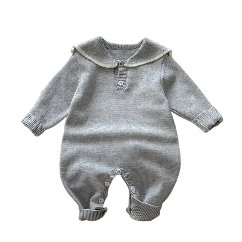 4622 Baby Knitted Clothes Autumn 2024 New Navy Collar Boy's Knitted One Piece Clothes