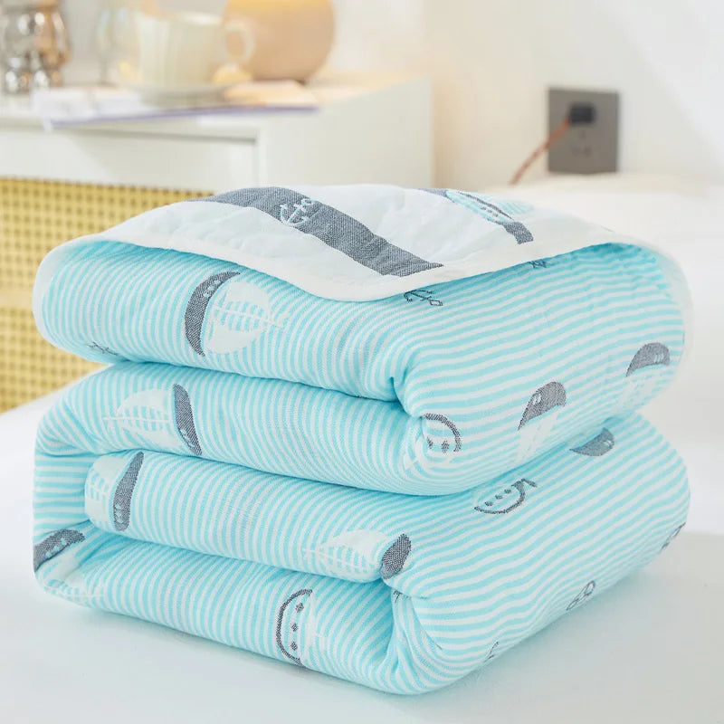 Breathable 6-layer Muslin Blanket for Children Adult 100% Cotton Sofa Bed Throw Blankets Soft Skin-Friendly Towel Blanket Summer