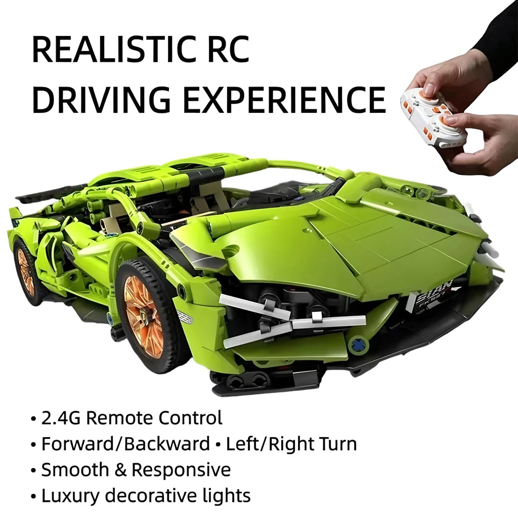 1:14 RC Technic  Sports Car Blocks Bricks with Built-in Motor, DIY Assemble Remote Racing Car Model