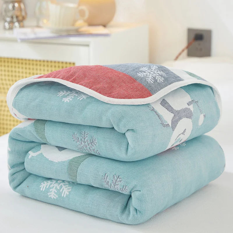Breathable 6-layer Muslin Blanket for Children Adult 100% Cotton Sofa Bed Throw Blankets Soft Skin-Friendly Towel Blanket Summer