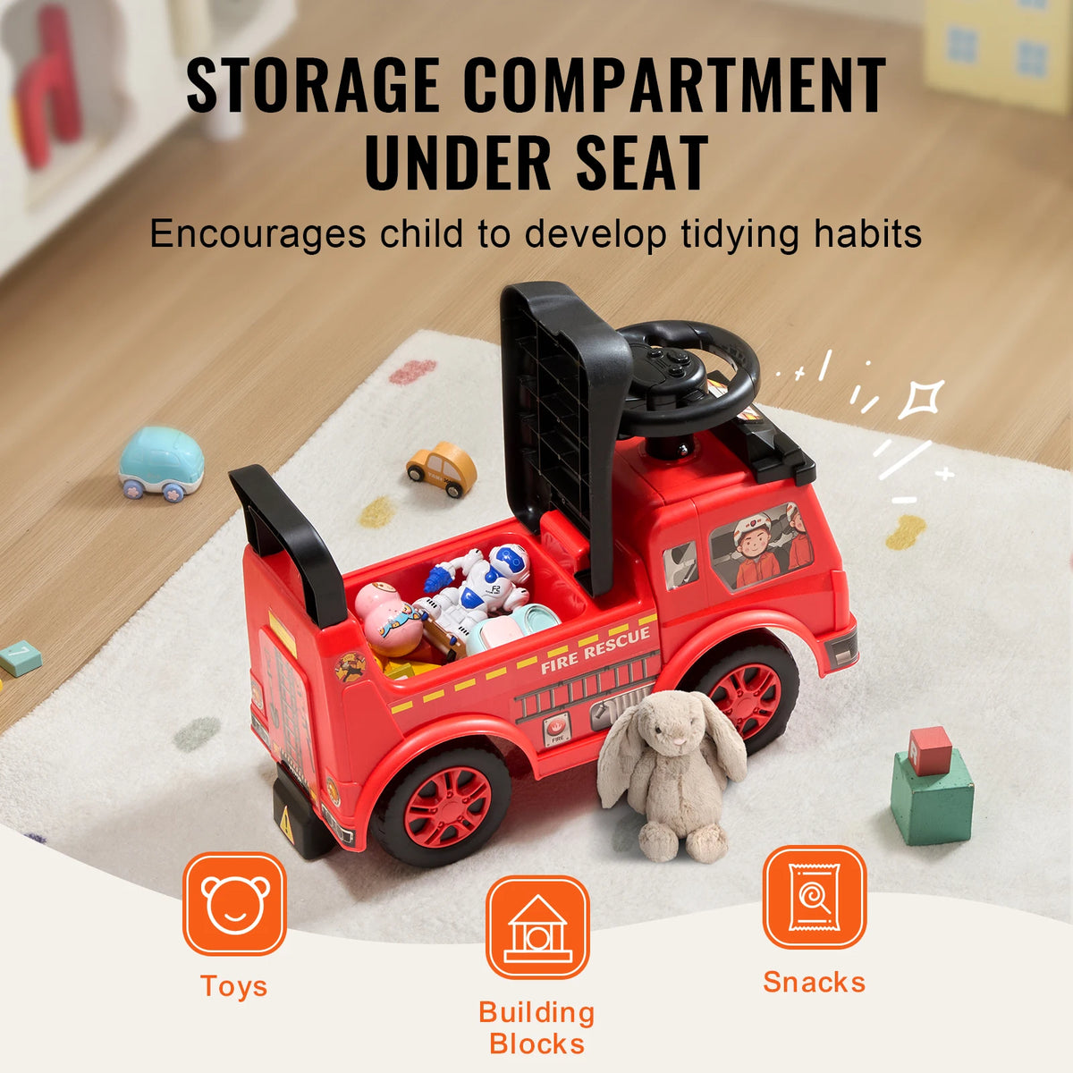 Ride On Push Car Kids Ride On Car with Music Steering Wheel & Under Seat Storage for Toddlers Ages 1-3 Ride Racer