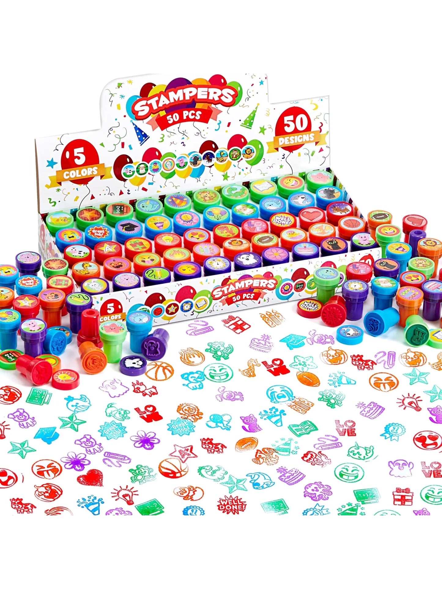 50 Pcs Assorted Stamps Self-Ink Stamps for Kids Birthday Christmas Party Carnival Prizes Halloween Gifts
