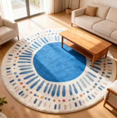 Lion Pattern Carpets for Living Room Fluffy Soft Children Mat Thick Plush Bedside Rug Cartoon Style Bedroom Decor Round Carpet