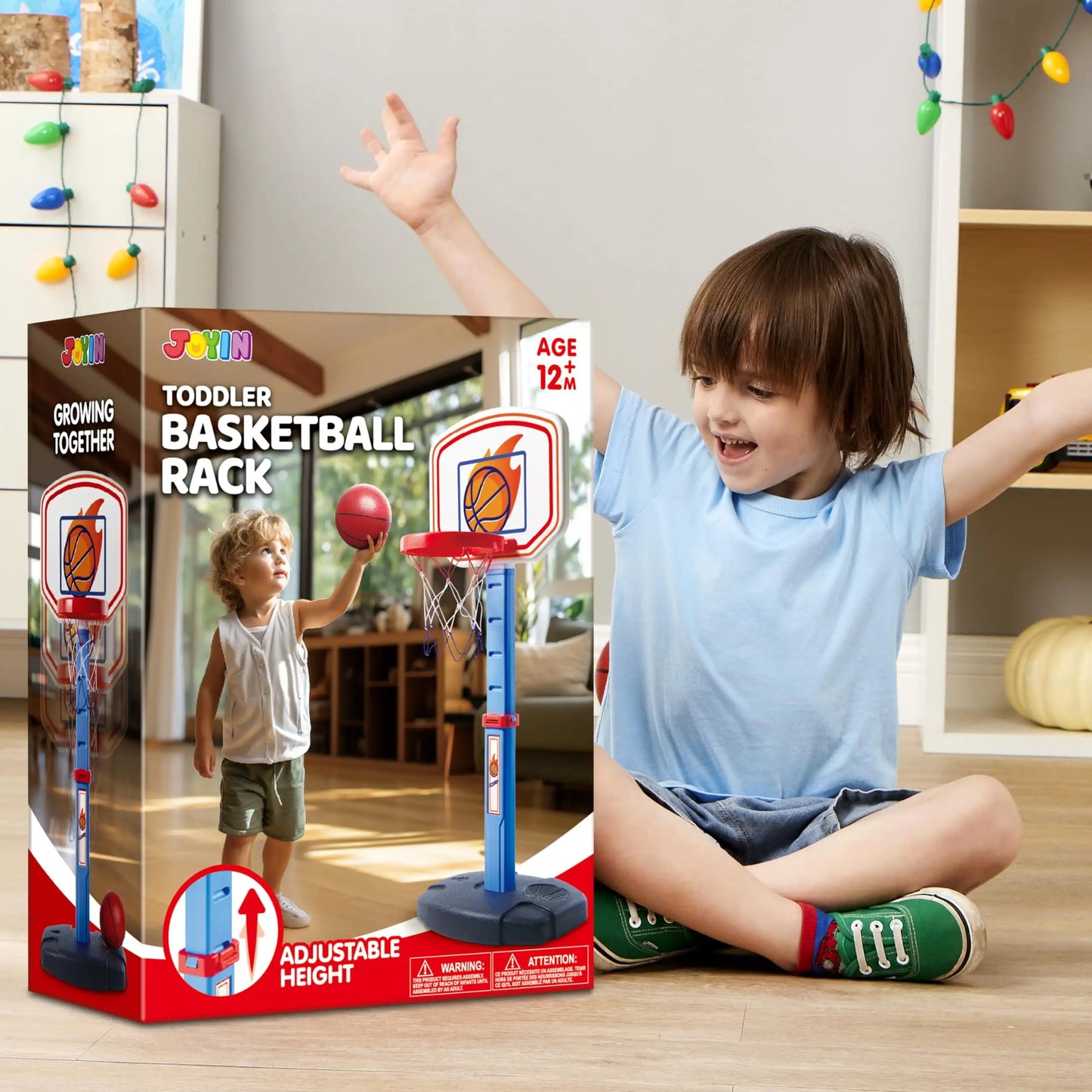 Toddler Basketball Hoop Indoor Basketball Game Set Adjustable Kids Basketball Goal With 4 Balls