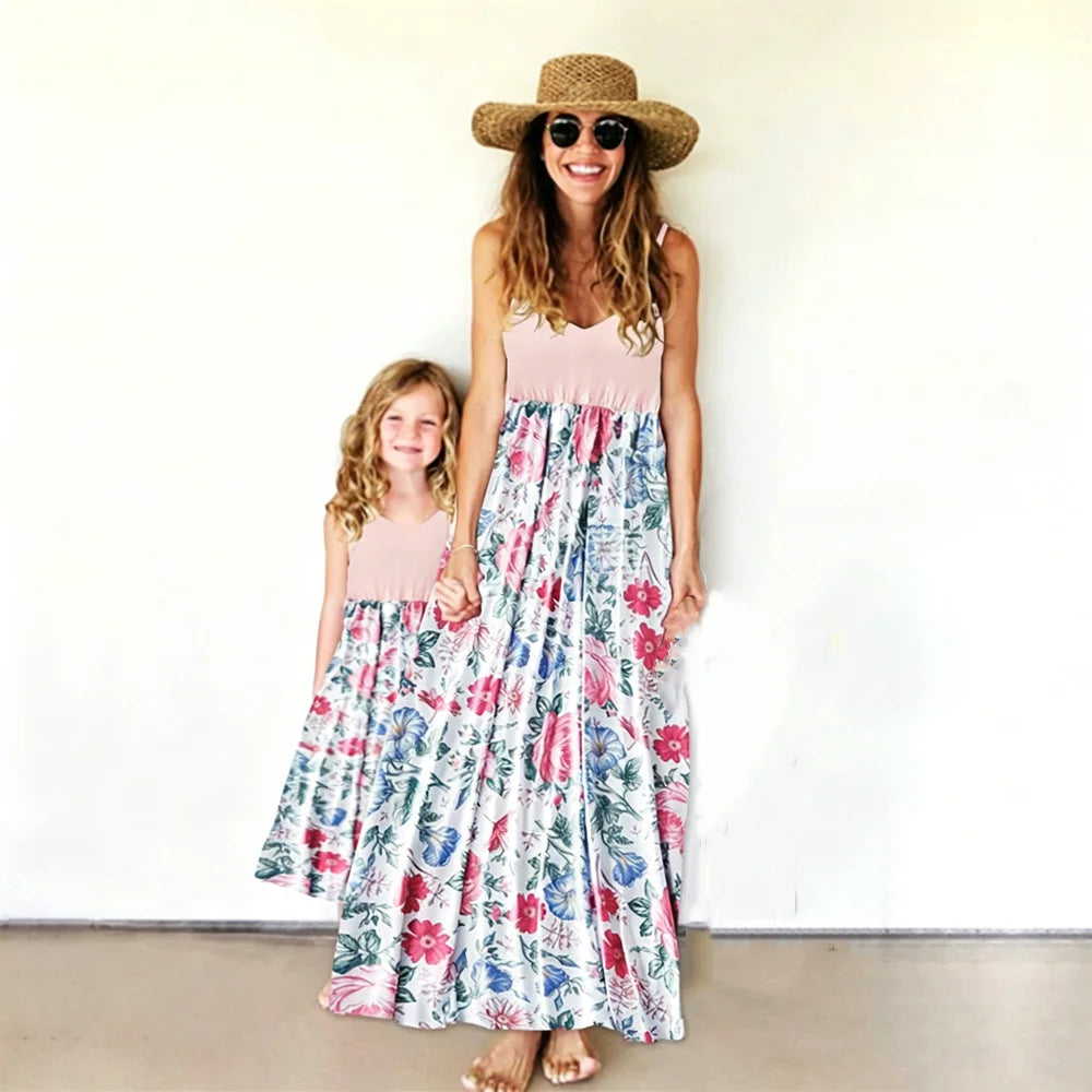 Bohemian Mother Daughter Dress Vestido Beach Children Dress Family Matching Outfits Women Clothing Casual Girls Dresses Summer