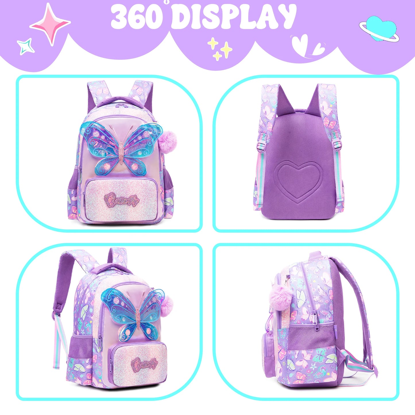 Backpacks for Girls Backpacks for Elementary Preschool Students Kids School Backpack with Lunch Bag Gift Package