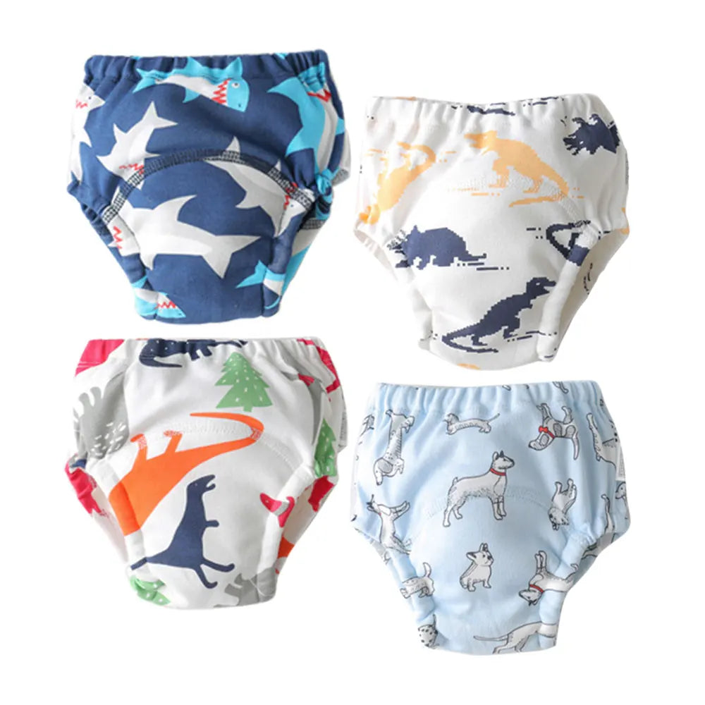4PCS Baby Kids Cotton Potty Training Pants Waterproof Infant Shorts Underwear Reusable Cloth Diaper Nappies Children Panties