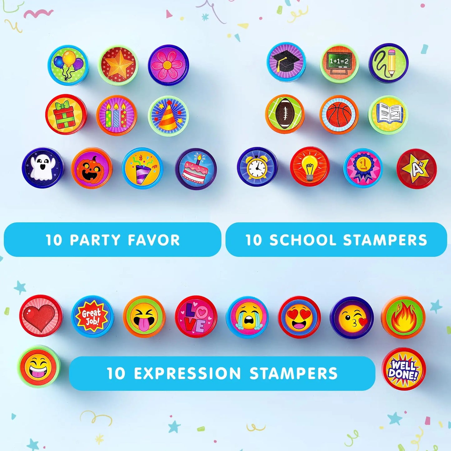50 Pcs Assorted Stamps Self-Ink Stamps for Kids Birthday Christmas Party Carnival Prizes Halloween Gifts