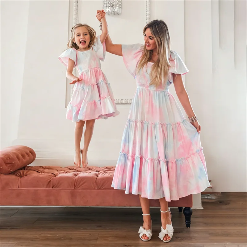 Bohemian Mother Daughter Dress Vestido Beach Children Dress Family Matching Outfits Women Clothing Casual Girls Dresses Summer