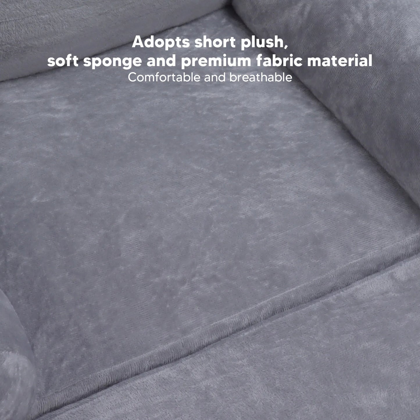 Couch Kids Sofa Cartoon Gray Dog  Foldable Wide Handle Soft Breathable Toddler Chair for Reading Relaxing Sleeping