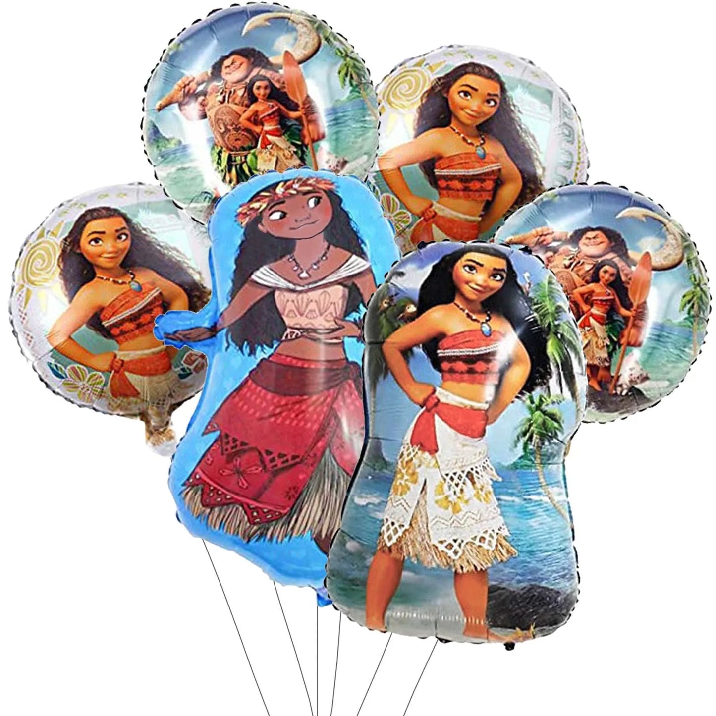6Pcs Moana Balloons, Moana Party Decoration Foil Balloon for Party Supplies Birthday