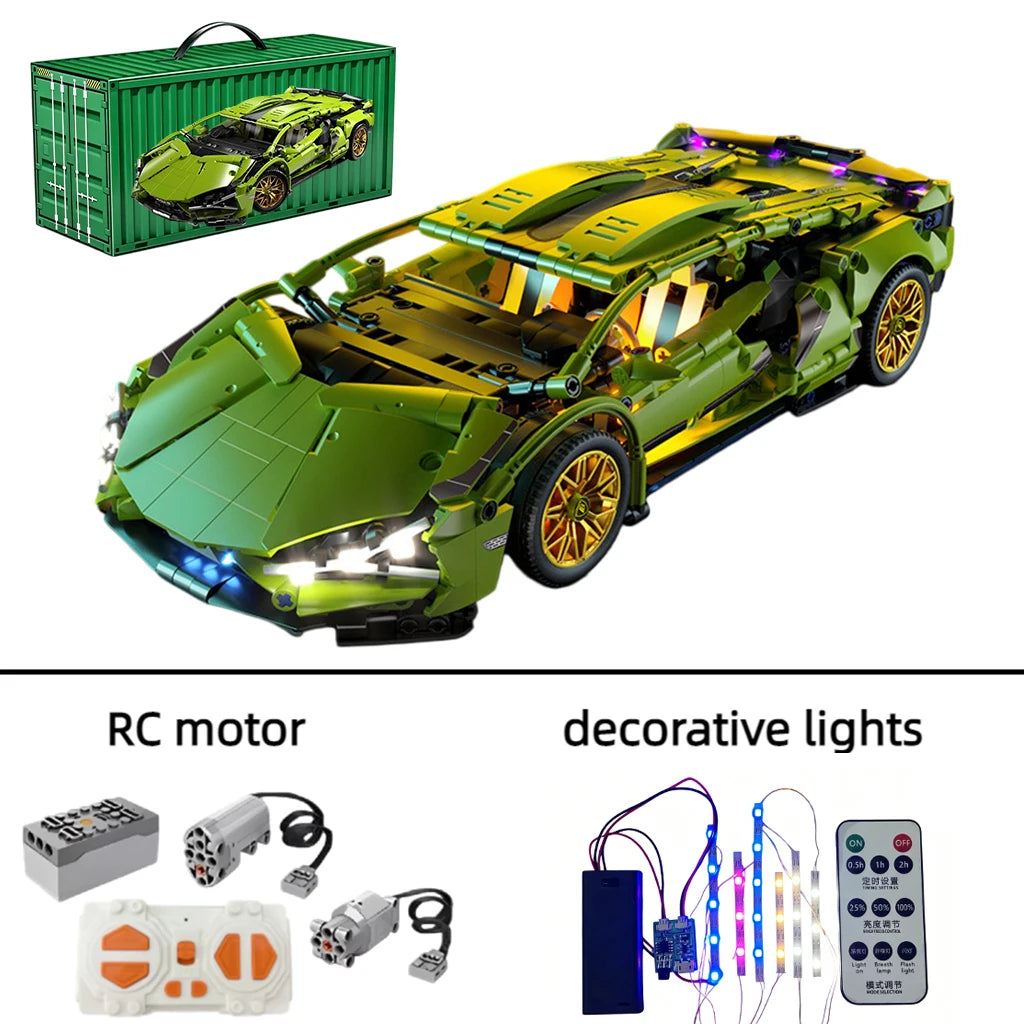 1:14 RC Technic  Sports Car Blocks Bricks with Built-in Motor, DIY Assemble Remote Racing Car Model