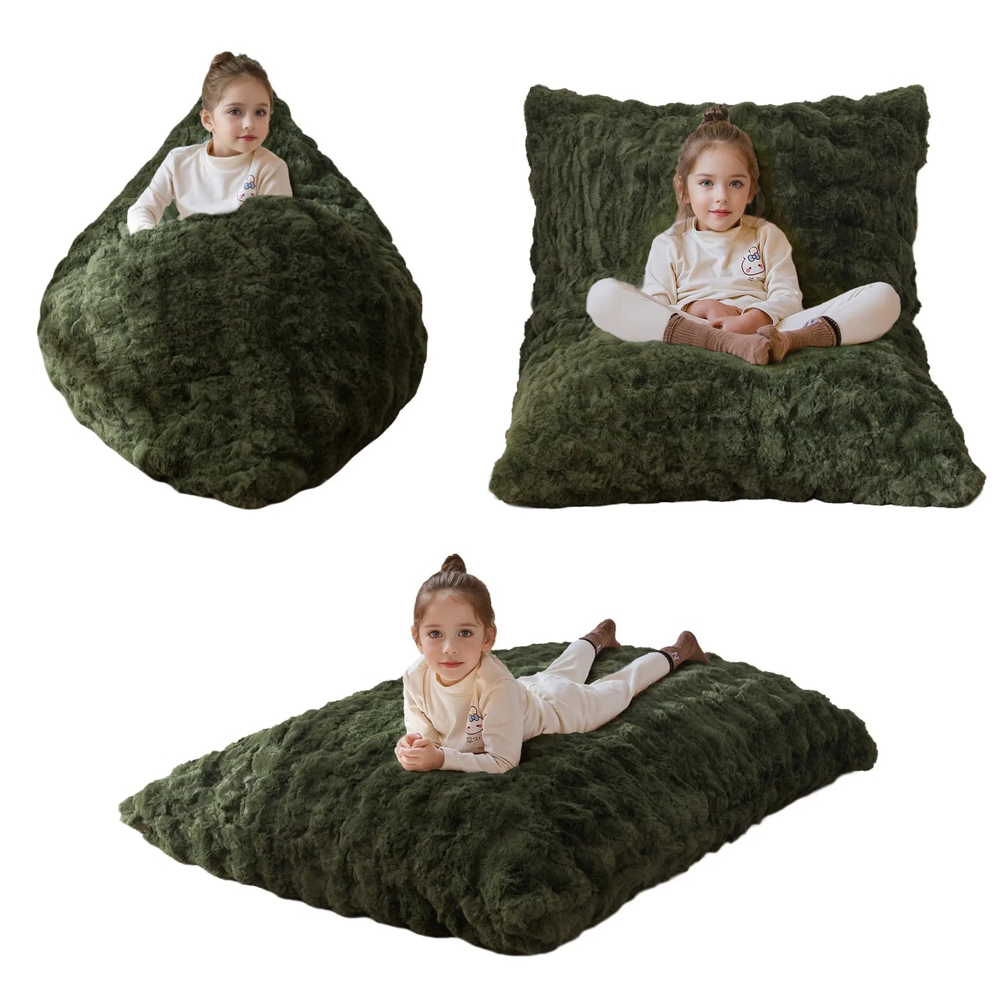 AXYOYO 3 in 1 Kids Bean Bag Chair, Comfy Floor Sofa with Removed Cover | Soft Floor Couch with High-Density Foam Filling Conver