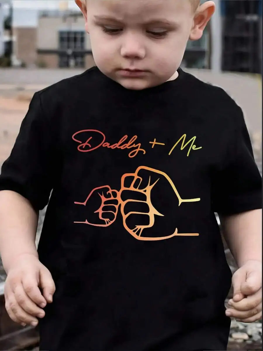 Cotton Casual For Both Boys And Girls Family Matching Shirts Daddy Plus Me Fist Bump Graphic Summer Father Son Gift