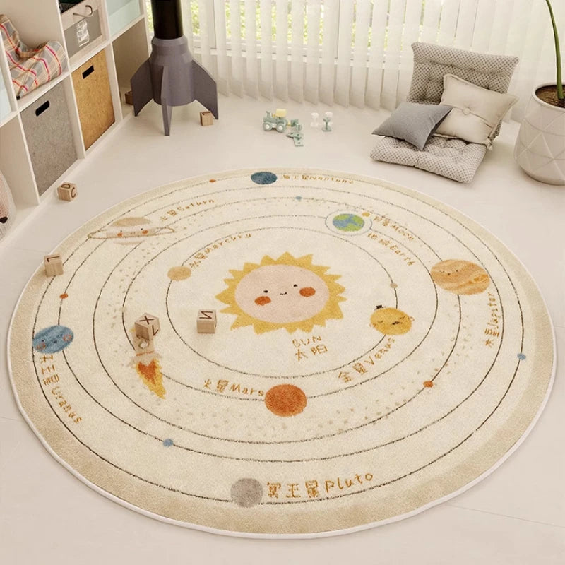 Children Room Thickened Carpet Reading Area Baby Children Crawling Carpets Living Room Bedroom Study Winter Round Plush Rug