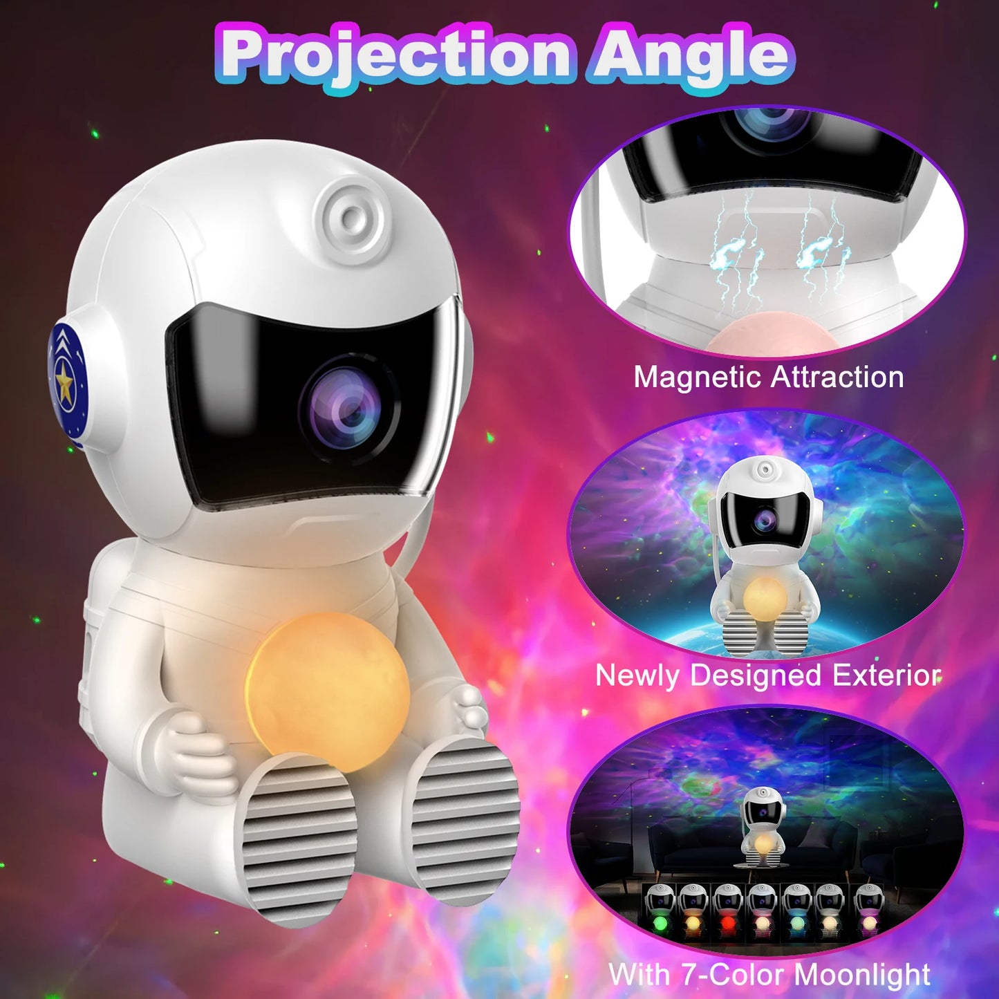 Astronaut Galaxy Projector Night Light Sleep Moon Lamp for Bedroom with Timer