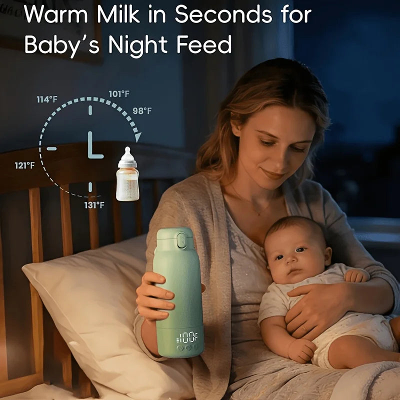 500ml Portable Travel Thermos, Milk Warmer, Milk Coffee Heater, Fast Heating and Long Battery Life Baby Milk Bottle Warmer with Long-lasting Insulation Function