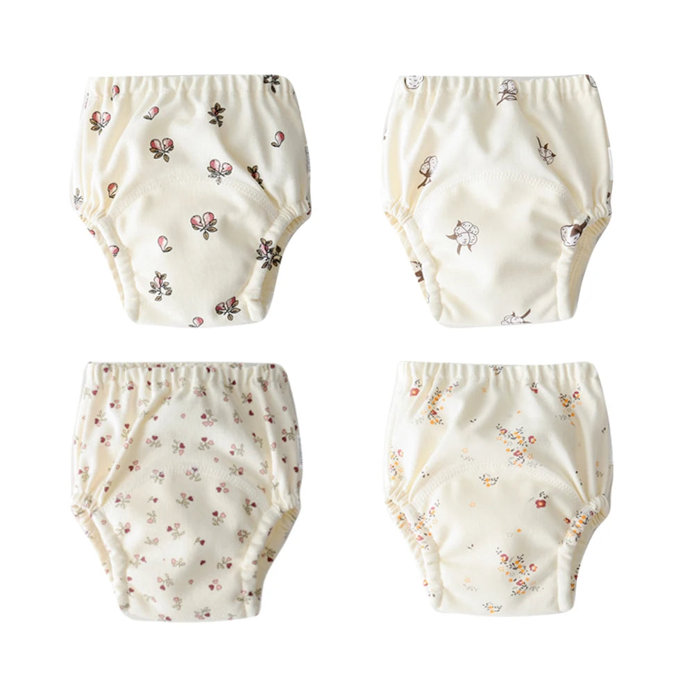 4PCS Baby Kids Cotton Potty Training Pants Waterproof Infant Shorts Underwear Reusable Cloth Diaper Nappies Children Panties
