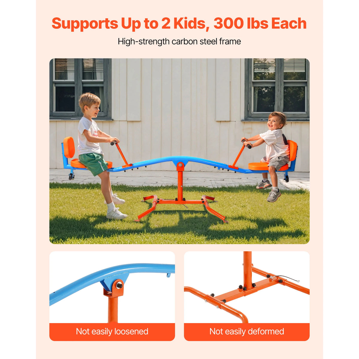 300Lbs Kids Seesaw Sit & Spin Teeter Totter Outside Toys with Handles for Children Outdoor Playground Equipment