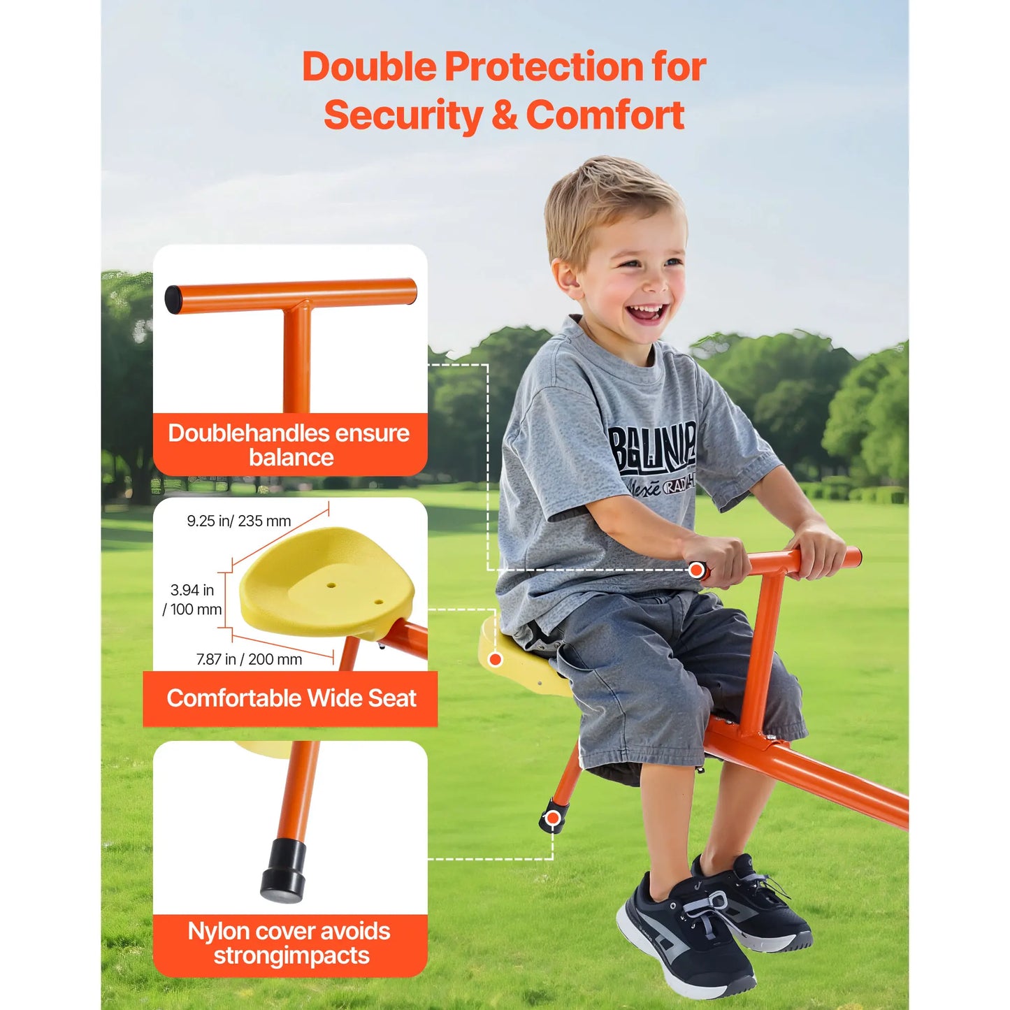 Kids Seesaw 100Lbs Per Seat Sit & Spin Teetertotter with 3 Support Legs for Children Outdoor Playground Equipment