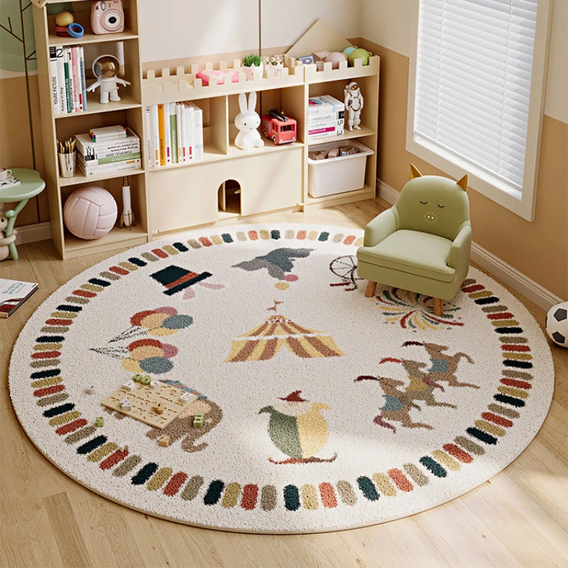 Children Room Thickened Carpet Reading Area Baby Children Crawling Carpets Living Room Bedroom Study Winter Round Plush Rug