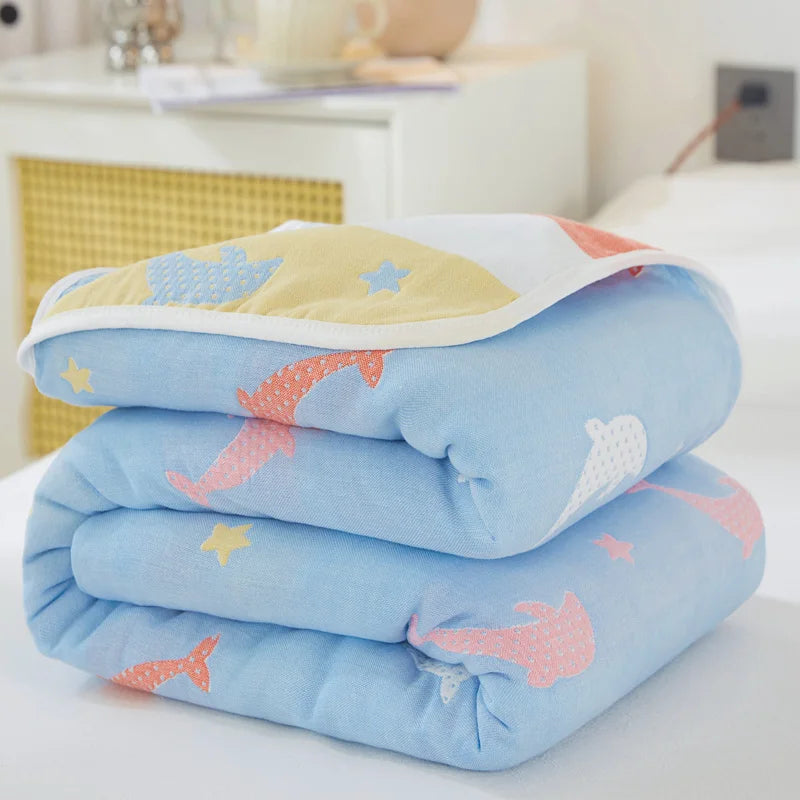Breathable 6-layer Muslin Blanket for Children Adult 100% Cotton Sofa Bed Throw Blankets Soft Skin-Friendly Towel Blanket Summer