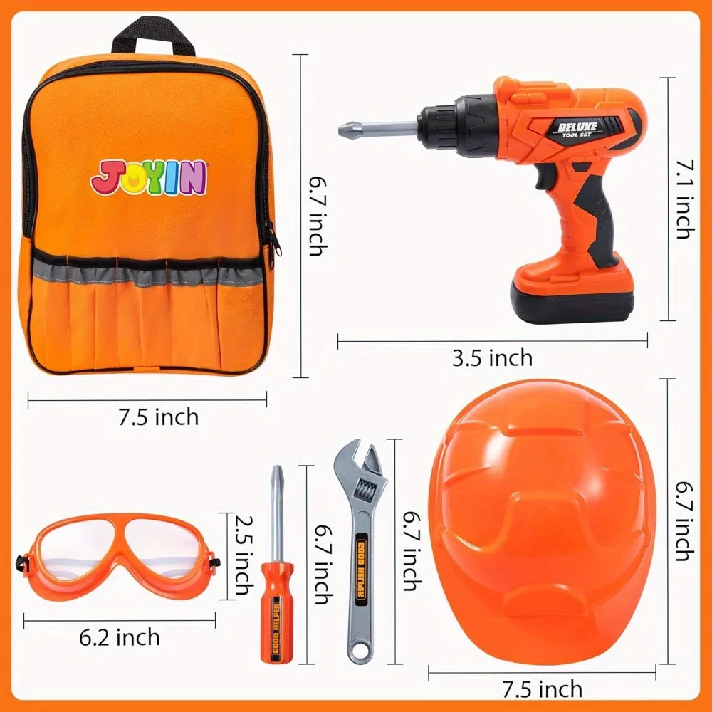 JOYFY 32PCS Kids Tool Set Pretend Play Toddler Tool Toys with Construction Backpack Costume for Boy Girl Birthday