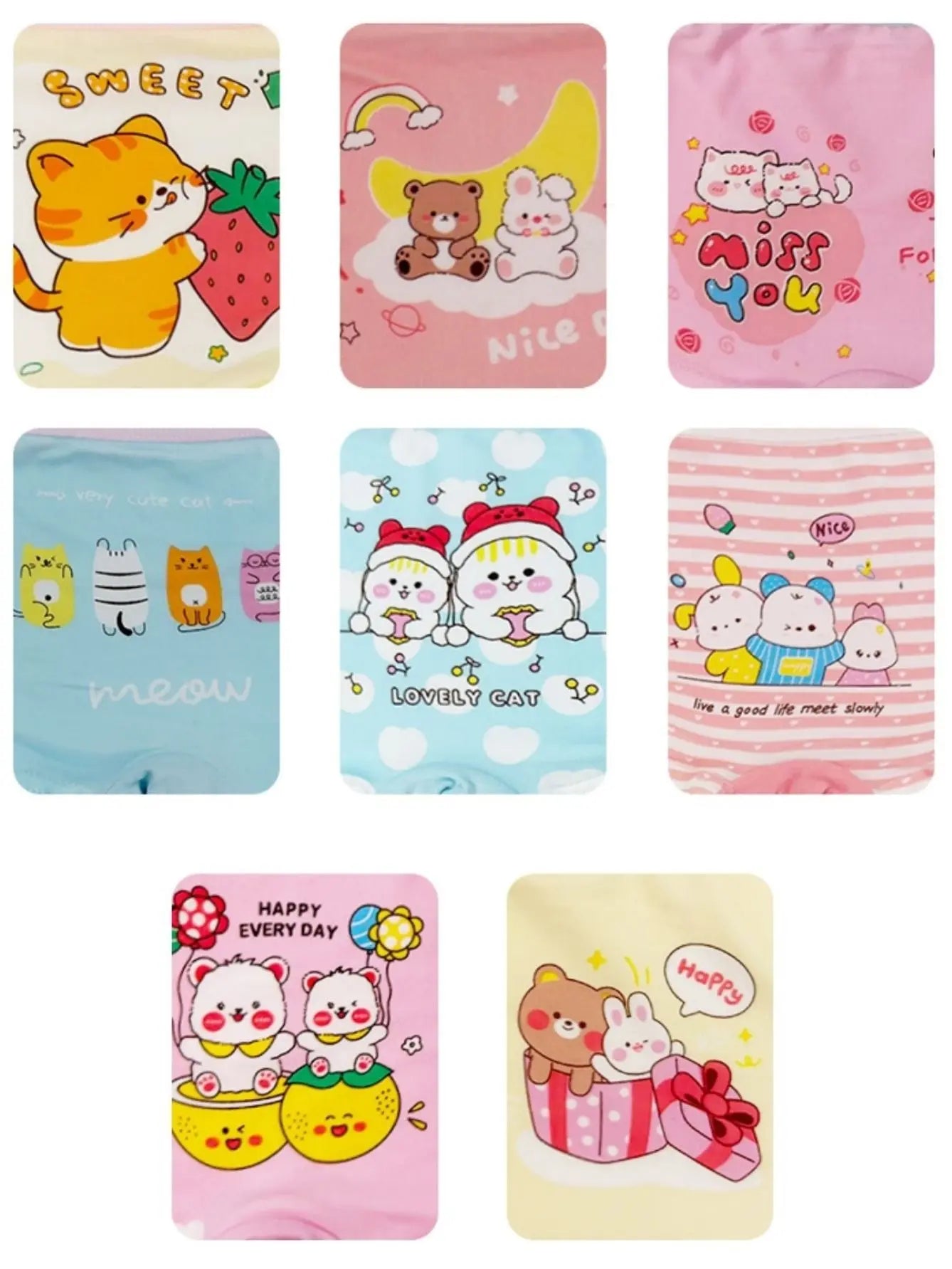 16 Pack Fashion Girls Briefs, Cute Bear Print Girls Underwear, Soft Quick-dry Toddler Underpants, Perfect Gift for Kids